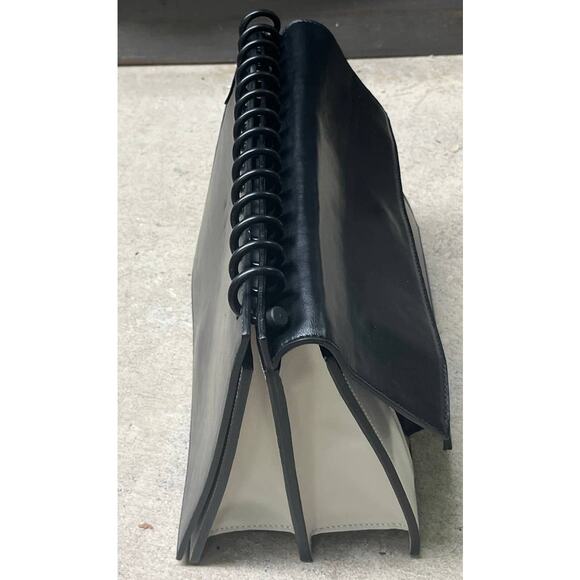 Atribut Handcrafted Black & White Leather Bag Detachable Strap / Spiral Top NEW - Picture 7 of 16